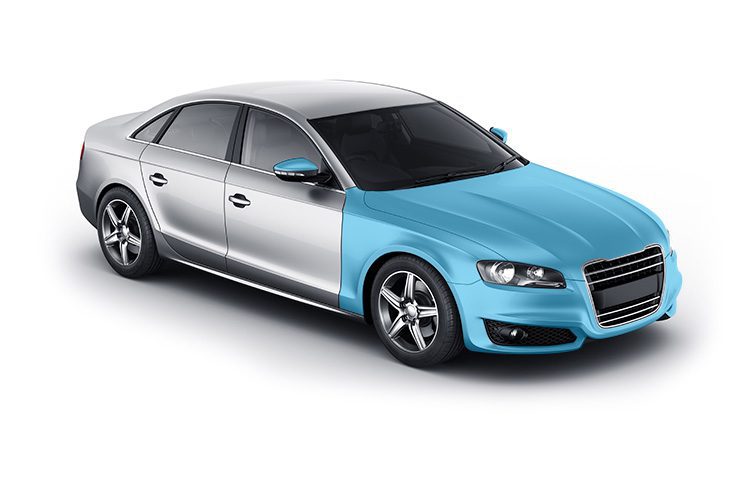 White and Blue Car